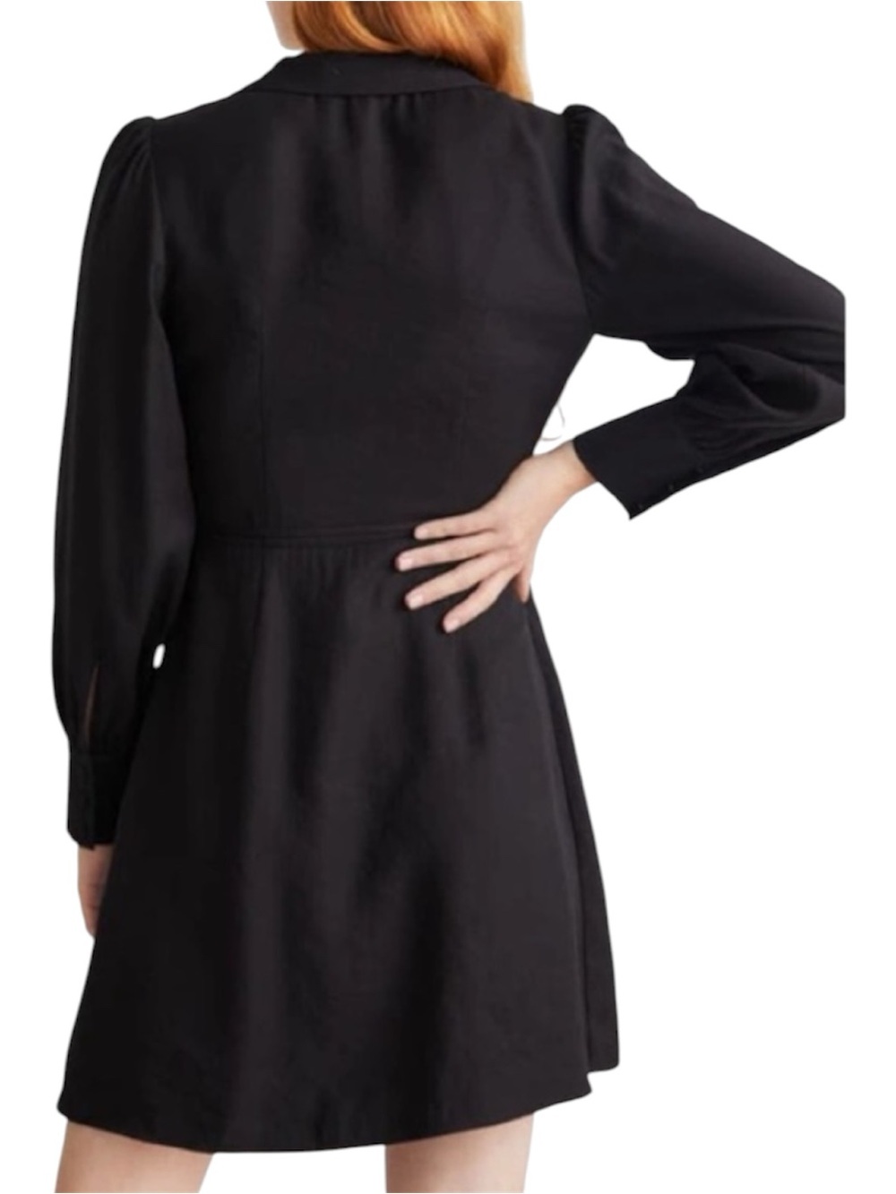 & Other Stories Paris Atelier Black Puff Sleeve Side Tie Wrap Dress Size 34 - Picture 6 of 14